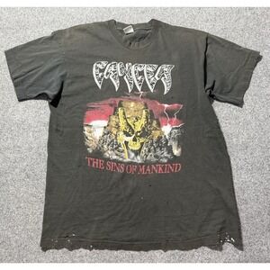Vintage 1993 Cancer Sins Of‎ Mankind T-Shirt Size XL Death Metal Thrash